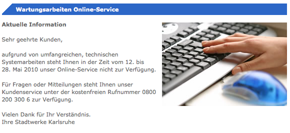 Offlineservice der Stadtwerke Karlsruhe